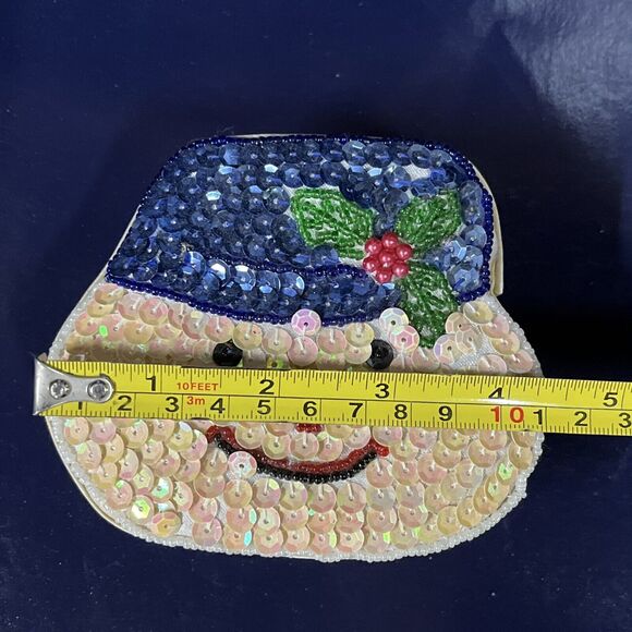 VTG Lot Of‎ 2 Satin Beaded Xmas Gift Trinket Box White Snowman & Red Santa  -D10 - Picture 5 of 8